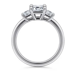 Hot Gabriel & Co. Antonia - 14K White Gold Emerald Cut Three Stone Diamond Engagement Ring