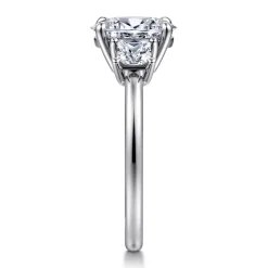 Discount Gabriel & Co. Antonia - 14K White Gold Oval Three Stone Diamond Engagement Ring