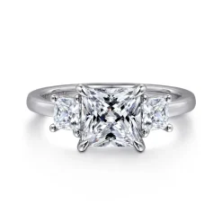 Hot Gabriel & Co. Antonia - 14K White Gold Princess Cut Three Stone Diamond Engagement Ring