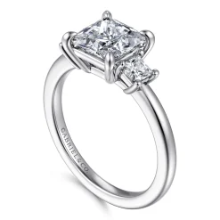 Hot Gabriel & Co. Antonia - 14K White Gold Princess Cut Three Stone Diamond Engagement Ring