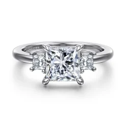 Hot Gabriel & Co. Antonia - 14K White Gold Princess Cut Three Stone Diamond Engagement Ring