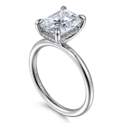 New Gabriel & Co. Anuk - 14K White Gold Radiant Diamond Engagement Ring