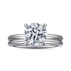 Hot Gabriel & Co. Anuk - 14K White Gold Round Diamond Engagement Ring