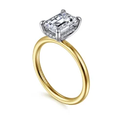 Outlet Gabriel & Co. Anuk - 14K White-Yellow Gold Emerald Cut Diamond Engagement Ring