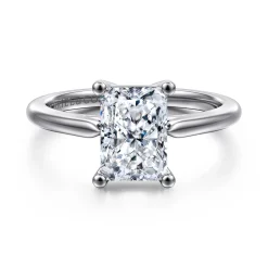 New Gabriel & Co. Anushka - 14K White Gold Radiant Cut Solitaire Diamond Engagement Ring