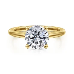 Best Gabriel & Co. Anushka - 14K Yellow Gold Round Solitaire Diamond Engagement Ring