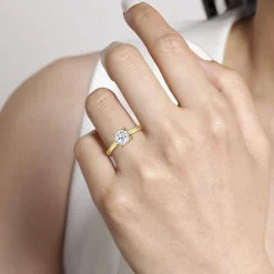 New Gabriel & Co. Anushka - 14K Yellow Gold Round Solitaire Diamond Engagement Ring