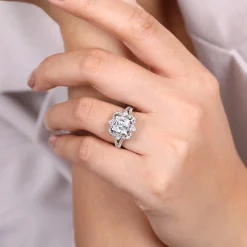 Hot Gabriel & Co. Aphrodite - 14K White Gold Fancy Halo Princess Cut Diamond Engagement Ring
