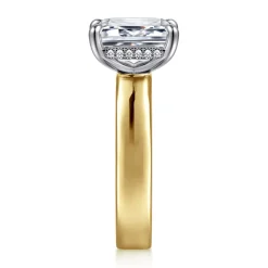 Outlet Gabriel & Co. Argentina - 14K White-Yellow Gold Emerald Cut Solitaire Diamond Engagement Ring