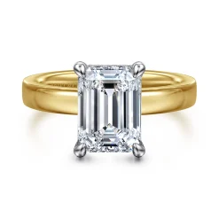 Clearance Gabriel & Co. Argentina - 14K White-Yellow Gold Hidden Halo Emerald Cut Diamond Engagement Ring
