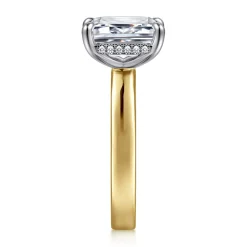 Clearance Gabriel & Co. Argentina - 14K White-Yellow Gold Hidden Halo Emerald Cut Diamond Engagement Ring