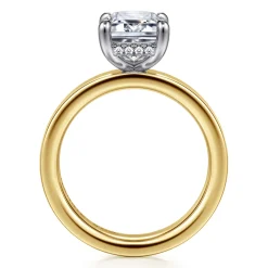 Clearance Gabriel & Co. Argentina - 14K White-Yellow Gold Hidden Halo Emerald Cut Diamond Engagement Ring