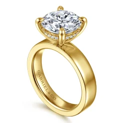 Clearance Gabriel & Co. Argentina - 14K Yellow Gold Round Diamond Engagement Ring