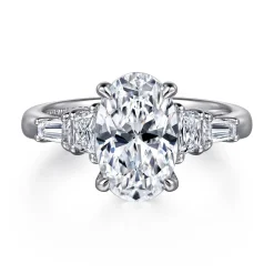 Best Gabriel & Co. Arianna - 14K White Gold Oval Five Stone Diamond Engagement Ring