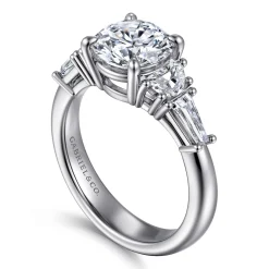 Outlet Gabriel & Co. Arielle - 14K White Gold Five Stone Round Diamond Engagement Ring