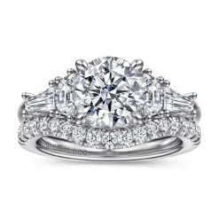 Outlet Gabriel & Co. Arielle - 14K White Gold Five Stone Round Diamond Engagement Ring