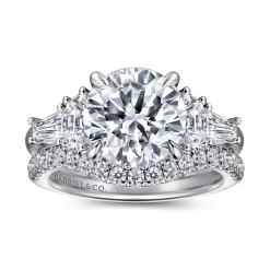 New Gabriel & Co. Arielle - 14K White Gold Round Five Stone Diamond Engagement Ring