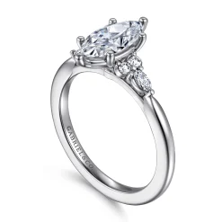 Clearance Gabriel & Co. Arletta - 14K White Gold 6 Prong Marquise Shape Diamond Engagement Ring