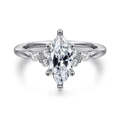 Clearance Gabriel & Co. Arletta - 14K White Gold 6 Prong Marquise Shape Diamond Engagement Ring