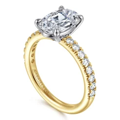 Sale Gabriel & Co. Aruba - 14K White-Yellow Gold Oval Diamond Engagement Ring