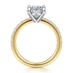 Discount Gabriel & Co. Aruba - 14K White-Yellow Gold Oval Shape Diamond Engagement Ring