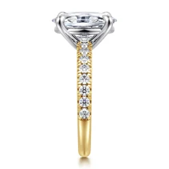 Discount Gabriel & Co. Aruba - 14K White-Yellow Gold Oval Shape Diamond Engagement Ring