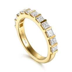 Clearance Gabriel & Co. Asma - 14K Yellow Gold Channel Setting Princess Cut Diamond Anniversary Band - 1 ct
