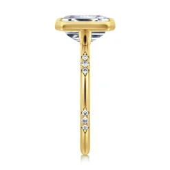 Best Gabriel & Co. Aspen - 14K Yellow Gold Bezel Set Emerald Cut Diamond Engagement Ring