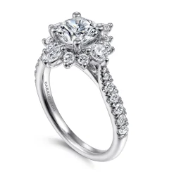 Gabriel & Co. Astor - Platinum Unique Round Halo Engagement Ring