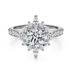 Gabriel & Co. Astor - Platinum Unique Round Halo Engagement Ring