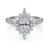 Best Gabriel & Co. Astor - Unique 14K White Gold Oval Halo Diamond Engagement Ring