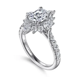 Best Gabriel & Co. Astor - Unique 14K White Gold Oval Halo Diamond Engagement Ring