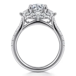 Sale Gabriel & Co. Astor - Unique 14K White Gold Round Halo Diamond Engagement Ring