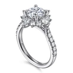 Sale Gabriel & Co. Astor - Unique 14K White Gold Round Halo Diamond Engagement Ring