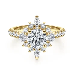 Gabriel & Co. Astor - Unique 14K Yellow Gold Round Halo Diamond Engagement Ring