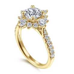 Gabriel & Co. Astor - Unique 14K Yellow Gold Round Halo Diamond Engagement Ring