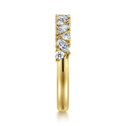 New Gabriel & Co. Astrielle - 14K Yellow Gold Prong Marquise and Round Diamond Anniversary Band - 0.6 ct