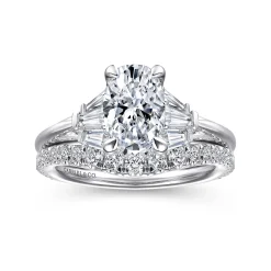 Online Gabriel & Co. Athenee - 14K White Gold Oval Three Stone Diamond Engagement Ring