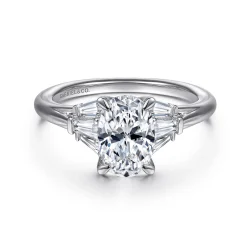Online Gabriel & Co. Athenee - 14K White Gold Oval Three Stone Diamond Engagement Ring