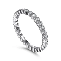 Hot Gabriel & Co. Athens - Vintage Inspired 14K White Gold Bezel Set Diamond Eternity Band - 0.3 ct