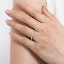 Hot Gabriel & Co. Athens - Vintage Inspired 14K White Gold Bezel Set Diamond Eternity Band - 0.3 ct