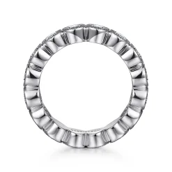 Sale Gabriel & Co. Athens - Vintage Inspired 14K White Gold Bezel Set Diamond Eternity Band - 2.1 ct