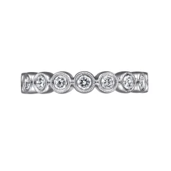 Hot Gabriel & Co. Athens - Vintage Inspired 14K White Gold Bezel Set Diamond Eternity Band - 1 ct
