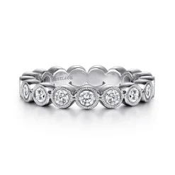 Hot Gabriel & Co. Athens - Vintage Inspired 14K White Gold Bezel Set Diamond Eternity Band - 1 ct