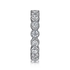 Online Gabriel & Co. Athens - Vintage Inspired 14K White Gold Bezel Set Diamond Eternity Band - 1.5 ct