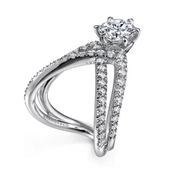 Outlet Gabriel & Co. Atlantis - 14K White Gold Free Form Round Diamond Channel Set Engagement Ring
