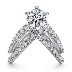 Outlet Gabriel & Co. Atlantis - 14K White Gold Free Form Round Diamond Channel Set Engagement Ring