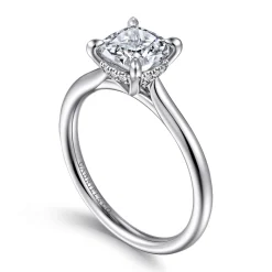 Outlet Gabriel & Co. Aure - 14K White Gold Cushion Cut Solitaire Diamond Engagement Ring