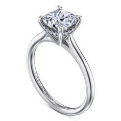 Sale Gabriel & Co. Aure - 14K White Gold Cushion Cut Solitaire Diamond Engagement Ring
