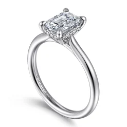 Outlet Gabriel & Co. Aure - 14K White Gold Emerald Cut Solitaire Diamond Engagement Ring